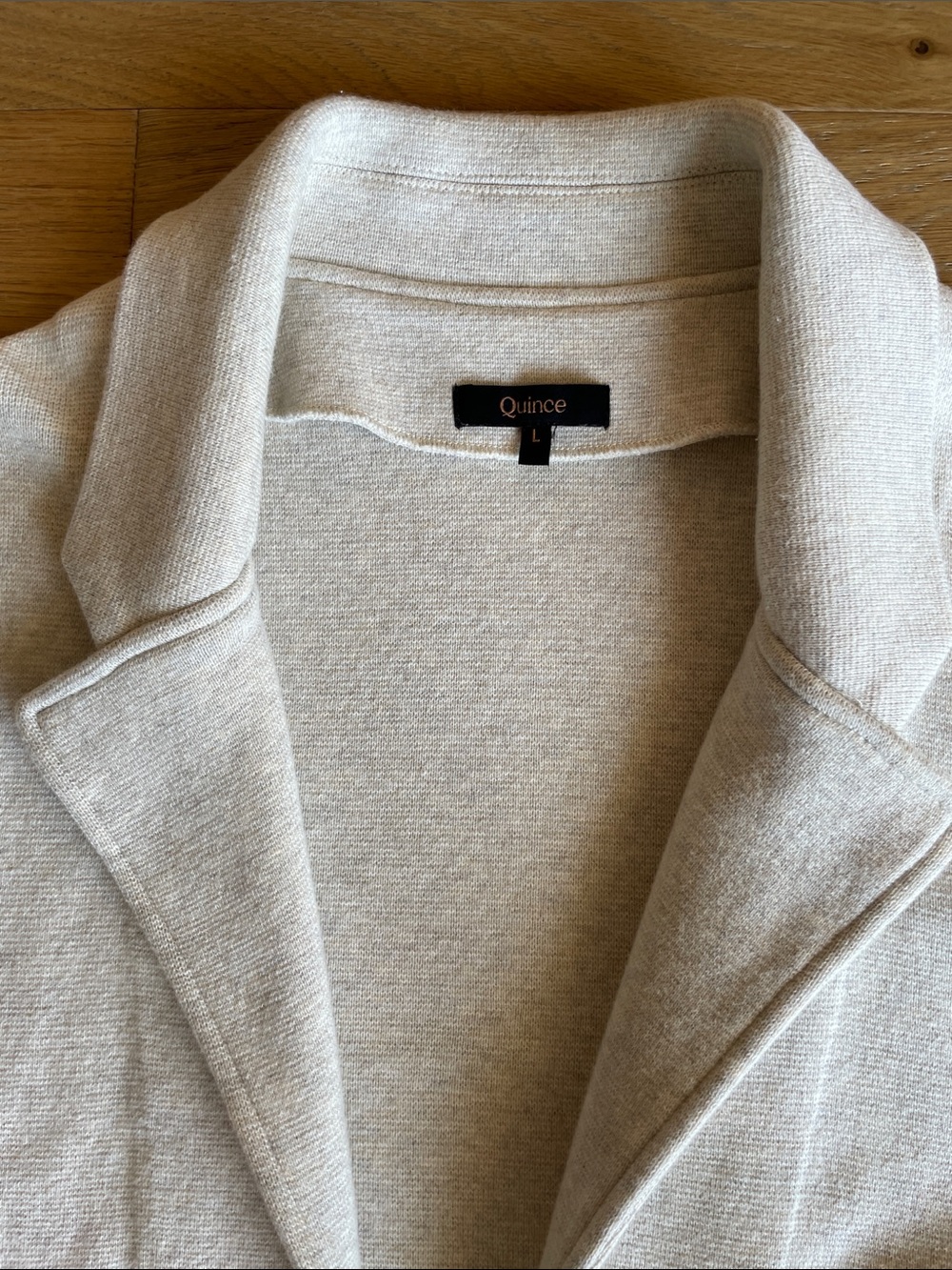 Quince Organic Cotton Blazer Sweater Jacket Open Front, Size Large
